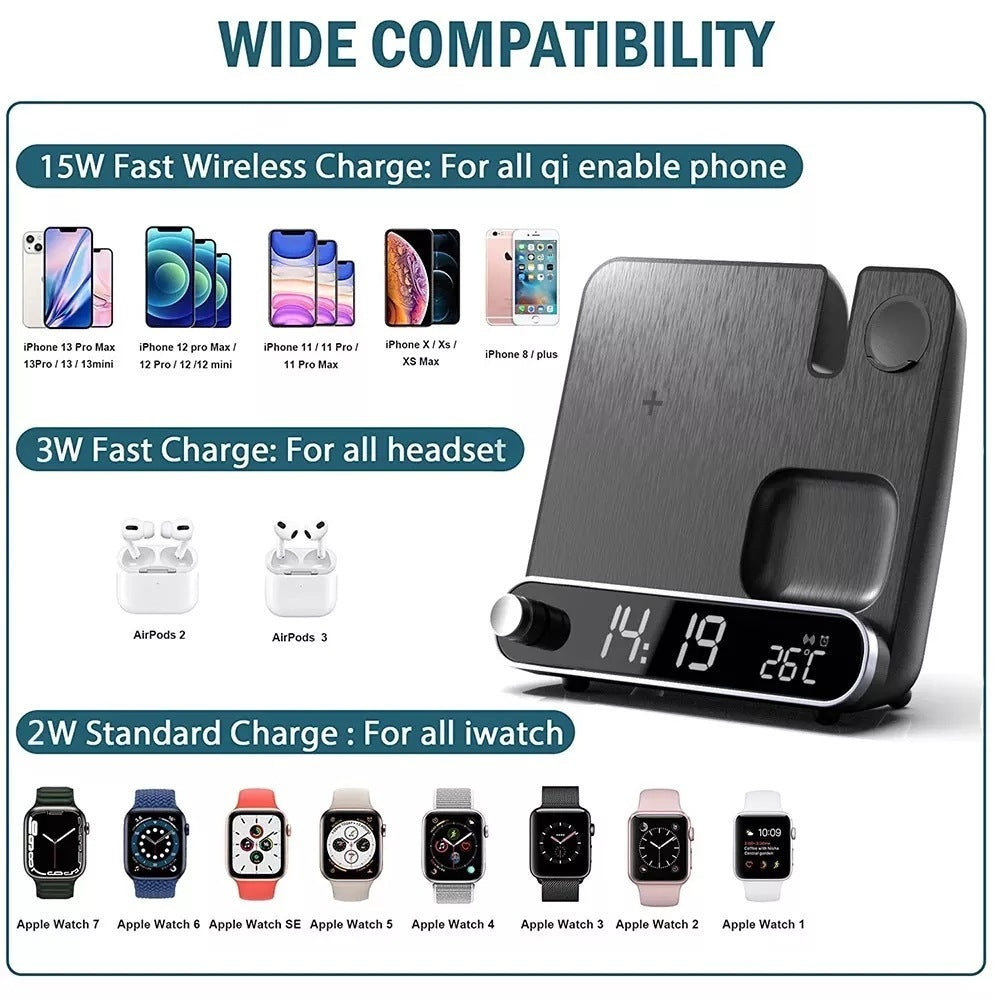 3-in-1 Wireless USB Alarm Clock